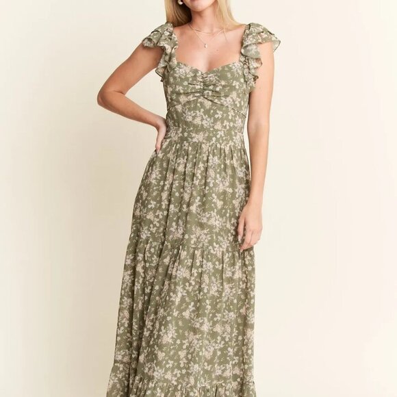 Jade By Jane Ruffle Sleeve Tiered Maxi Dress - Picture 1 of 12